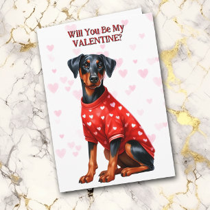 Cartes Pour Fêtes Annuelles Chiot Doberman Pinscher en Sweat Valentine