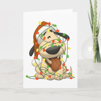Cartes Pour Fêtes Annuelles Chiot drôle de lumières de Noël