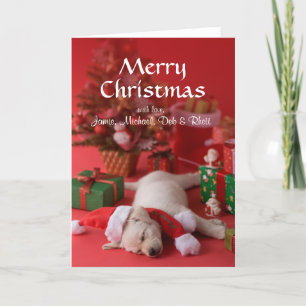 Cartes Pour Fêtes Annuelles Chiot et Noël 2 de golden retriever