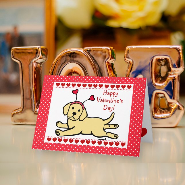 Cartes Pour Fêtes Annuelles Chiot jaune innocent Labrador Valentine (Innocent Yellow Labrador Puppy Valentine's Day Card for Labrador Owners!!  Cute Cartoon Design.)