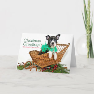 Cartes Pour Fêtes Annuelles Chiot mignon de Boston Terrier de Noël