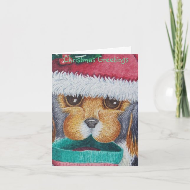 Cartes Pour Fêtes Annuelles chiot noir et brun mignon (Devant)