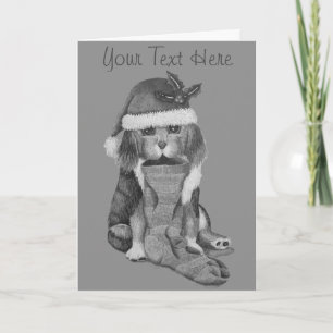 Cartes Pour Fêtes Annuelles chiot noir et brun mignon vêtu pour noël