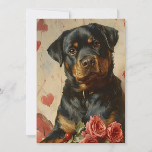 Cartes Pour Fêtes Annuelles Chiot Rottweiler Saint-Valentin Vintage