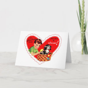 Cartes Pour Fêtes Annuelles Chiot Valentines vintage Vous êtes un Winner