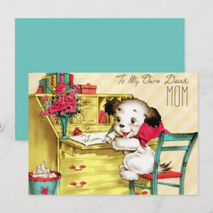Cartes Pour Fêtes Annuelles Chiot vintage Pour Maman Joyeuse Fête Des Mères