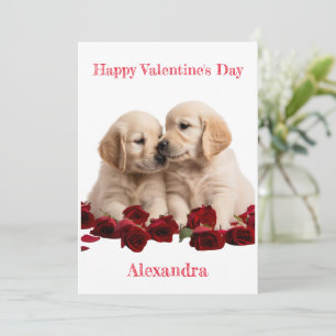 Cartes Pour Fêtes Annuelles Chiots d'or retriever personnalisés Kisser Valenti