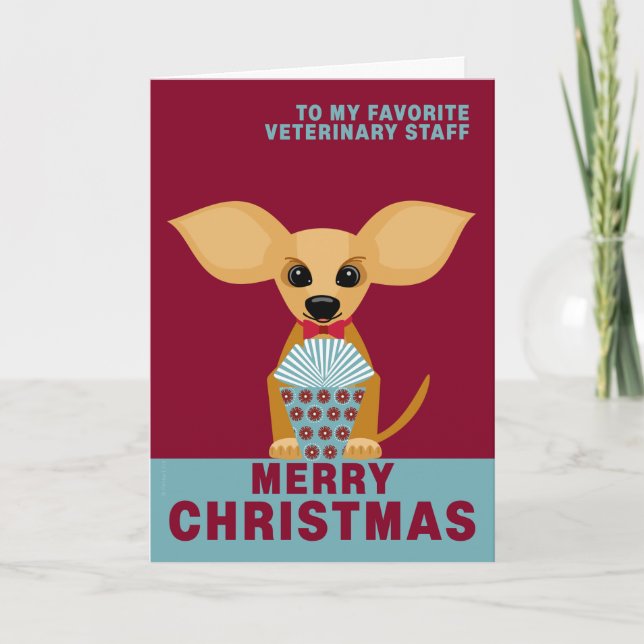 Cartes Pour Fêtes Annuelles Chiwawa mignon de personnel vétérinaire de Joyeux (Devant)
