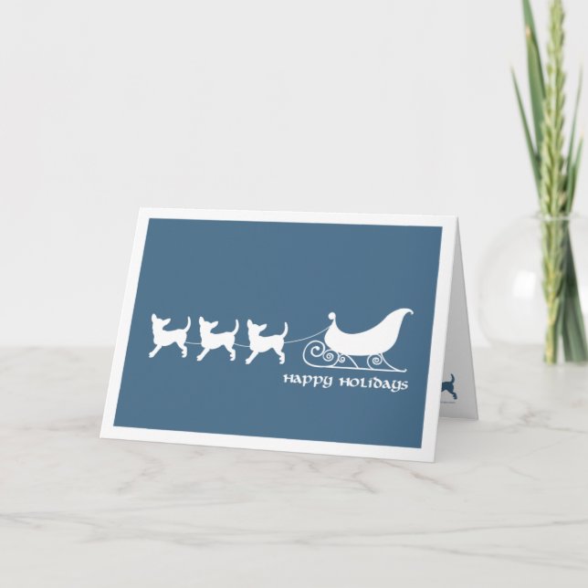 Cartes Pour Fêtes Annuelles Chiwawas tirant Sleigh de Père Noël (Devant)