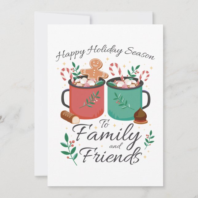CARTES POUR FÊTES ANNUELLES CHOCOLAT CHAUD BOISSONS DE VACANCES, BONNE SAISON  (Devant)