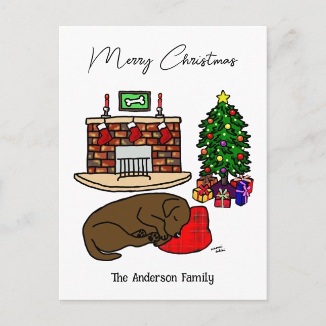 Cartes Pour Fêtes Annuelles Chocolat de Noël Labrador Dormir (Devant)