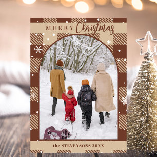 Cartes Pour Fêtes Annuelles Chocolat Élégant Flocons de Neige à Carreaux de Bu