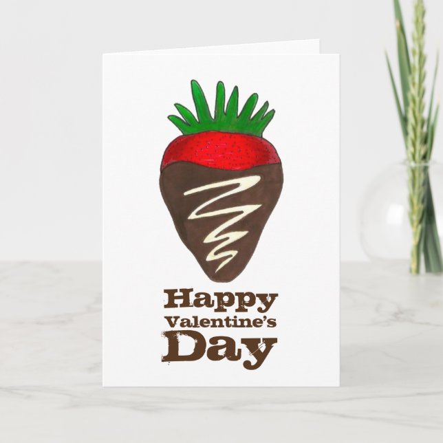 Cartes Pour Fêtes Annuelles Chocolat foncé fraise Amour Saint-Valentin (Devant)