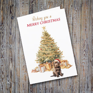 Cartes Pour Fêtes Annuelles Chocolat Gold Tree Labrador Retriever Puppy
