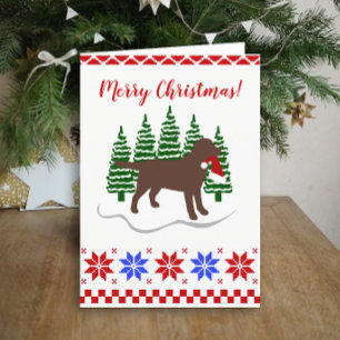 Cartes Pour Fêtes Annuelles Chocolat Labrador Arbres À feuillage persistant de