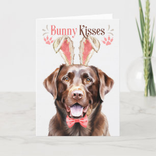 Cartes Pour Fêtes Annuelles Chocolat Labrador Chien dans les oreilles de lapin