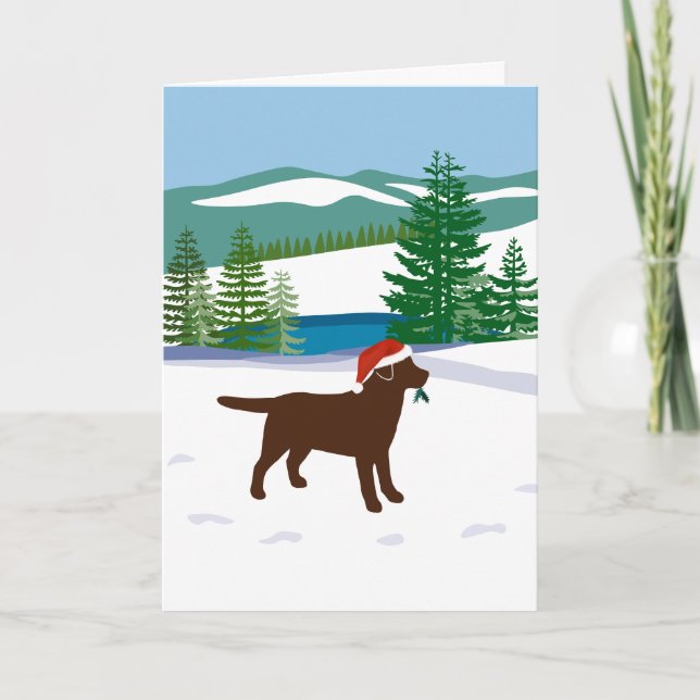 Cartes Pour Fêtes Annuelles Chocolat Labrador Christmas Winter View (Devant)