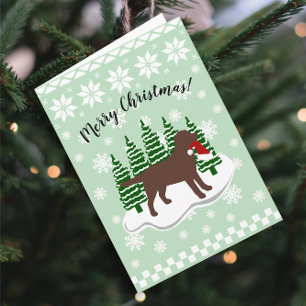 Cartes Pour Fêtes Annuelles Chocolat Labrador Noël À feuillage persistant Snow