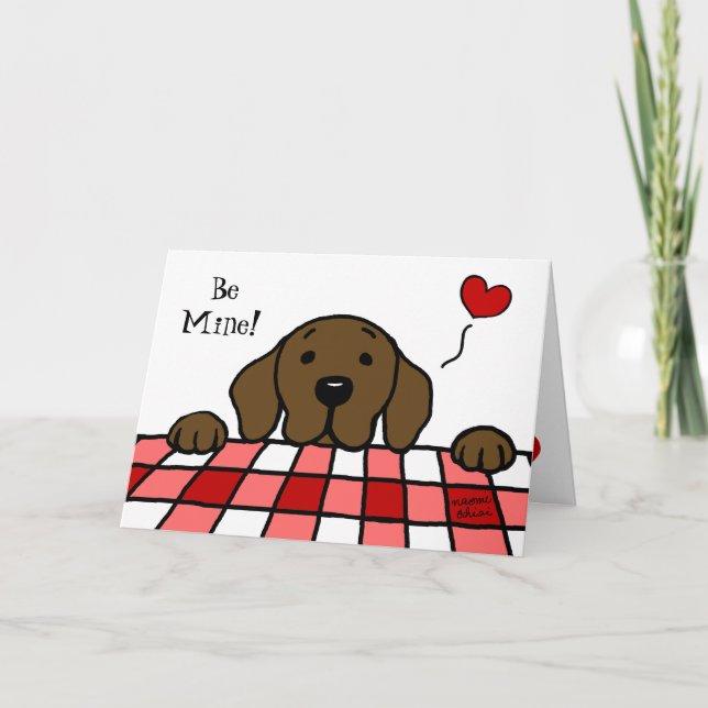 Cartes Pour Fêtes Annuelles Chocolat Labrador vous observant Valentine (Devant)