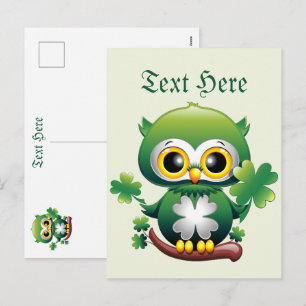 Cartes Pour Fêtes Annuelles Chouette bébé mignon St Patrick dessin animé