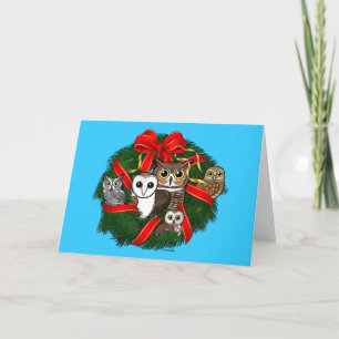 Cartes Pour Fêtes Annuelles Chouette Birdorable Couronne de Noël