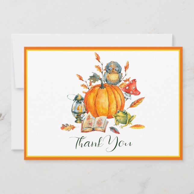 Cartes Pour Fêtes Annuelles Chouette Citrouille et grenouille (Devant)