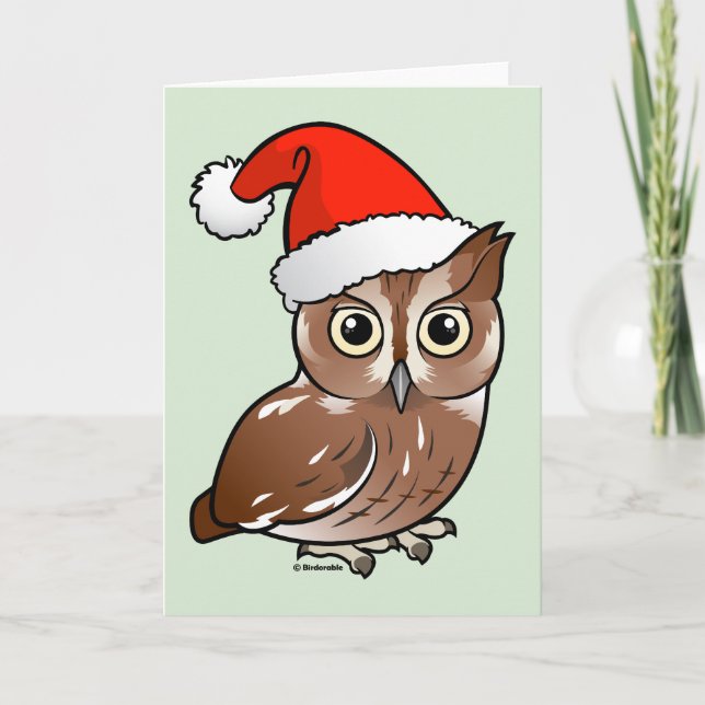 Cartes Pour Fêtes Annuelles Chouette de l'Est Père Noël (Devant)
