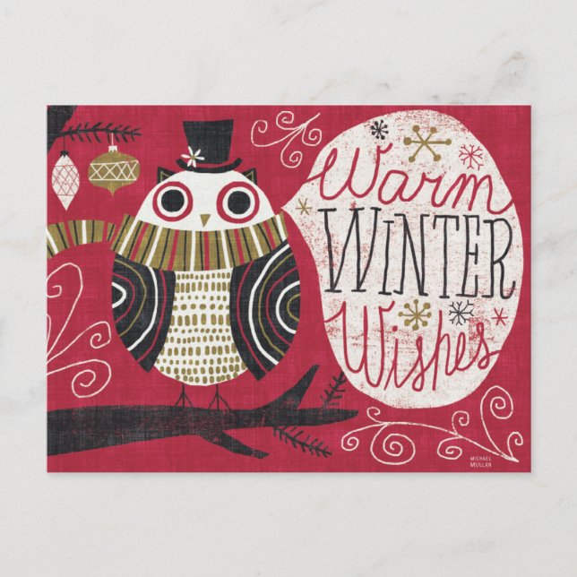 Cartes Pour Fêtes Annuelles Chouette de Noël (Devant)