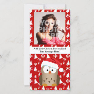 Cartes Pour Fêtes Annuelles Chouette de Noël avec chapeau de Noël