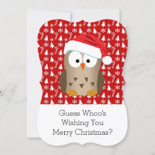 Cartes Pour Fêtes Annuelles Chouette de Noël avec Santa Hat Photo Salutation