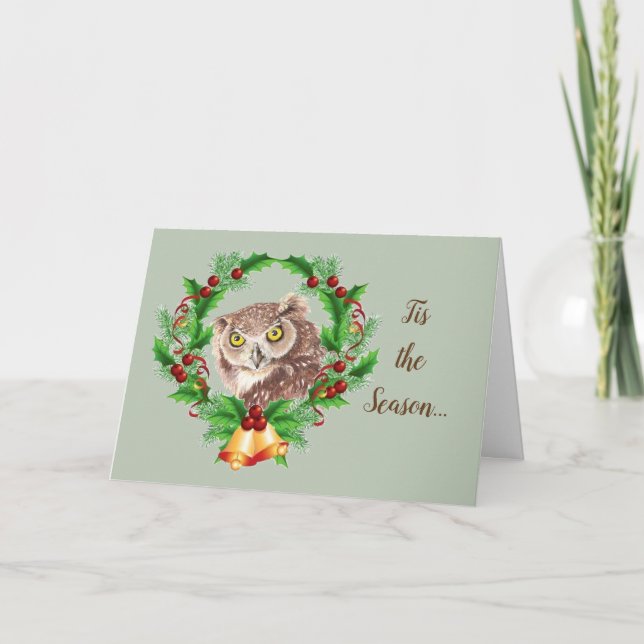 Cartes Pour Fêtes Annuelles Chouette de Noël drôle avec attitude Humour d'oise (Devant)