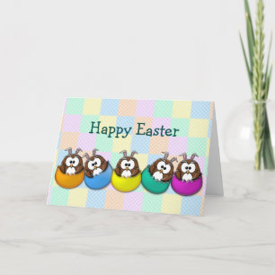 Cartes Pour Fêtes Annuelles Chouette de Pâques - arc-en-ciel
