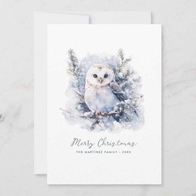 Cartes Pour Fêtes Annuelles Chouette de pin rustique Joyeux Noël (Devant)