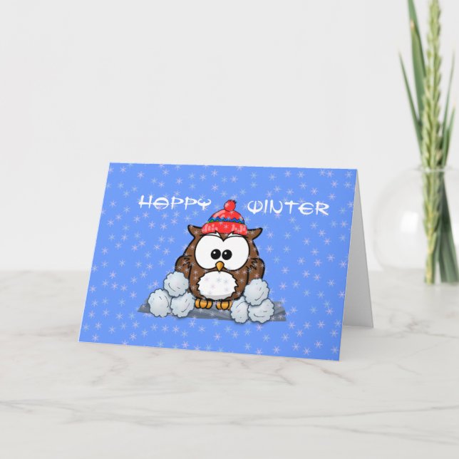 Cartes Pour Fêtes Annuelles chouette d'hiver (Devant)