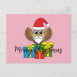 Cartes Pour Fêtes Annuelles Chouette du Père Noël avec présents   Ajouter du t
