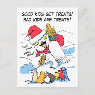 Cartes Pour Fêtes Annuelles Chouette enneigée amusante père Noël mème