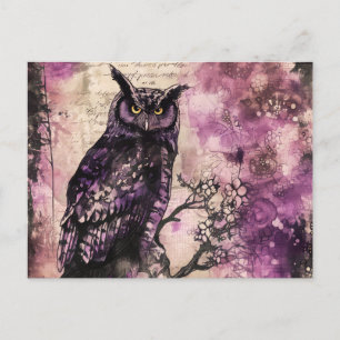 Cartes Pour Fêtes Annuelles Chouette gothique noire et violette Halloween