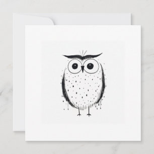 Cartes Pour Fêtes Annuelles Chouette minimaliste mignonne - Style à main - Noi
