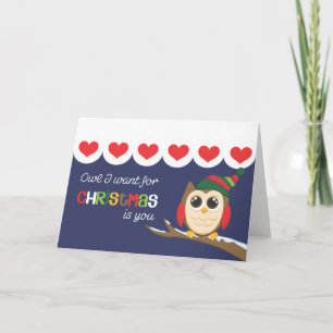 Cartes Pour Fêtes Annuelles Chouette que je veux pour Noël, c'est vous Coeurs