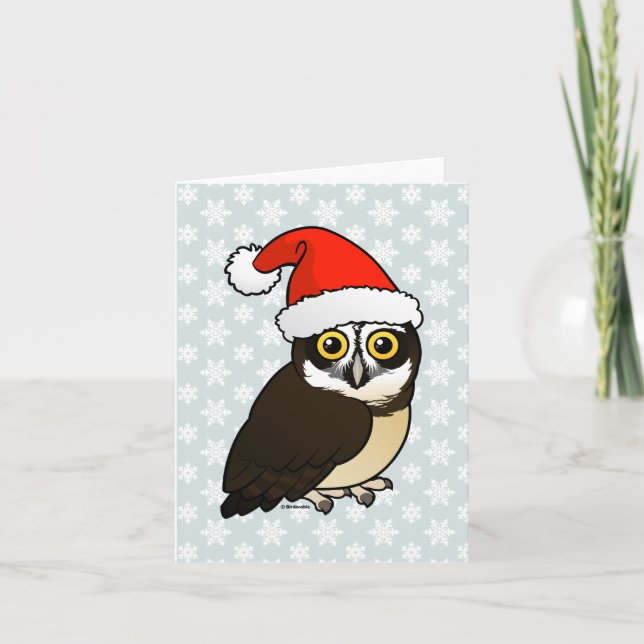 Cartes Pour Fêtes Annuelles Chouette tachetée père Noël (Devant)