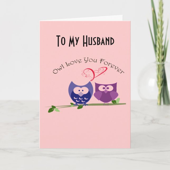 Cartes Pour Fêtes Annuelles Chouette T'Aime Pour Toujours, Chouettes Mignonnes (Devant)