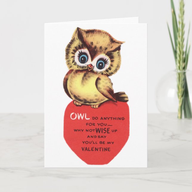Cartes Pour Fêtes Annuelles Chouette vintage Valentine (Devant)
