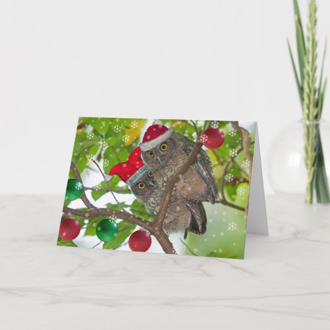 Cartes Pour Fêtes Annuelles Chouettes à cris de l'Ouest juvénile Noël (Devant)