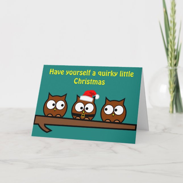 Cartes Pour Fêtes Annuelles Chouettes brunes de Noël (Devant)
