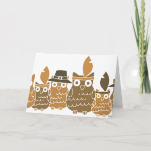 Cartes Pour Fêtes Annuelles Chouettes d'action de grâce