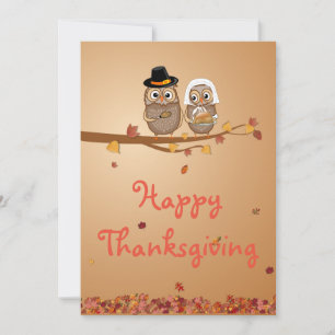 Cartes Pour Fêtes Annuelles Chouettes d'action de grâces
