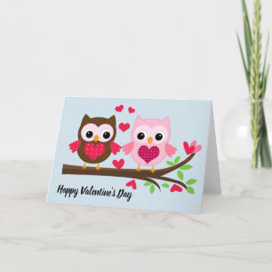 Cartes Pour Fêtes Annuelles Chouettes Heureuses Saintes-Valentin