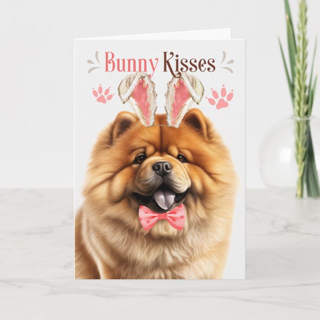 Cartes Pour Fêtes Annuelles Chow Chow Chien dans Bunny Ears (Devant)