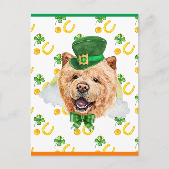 Cartes Pour Fêtes Annuelles Chow Chow Chien Shamrock St. Patricks Day (Devant)