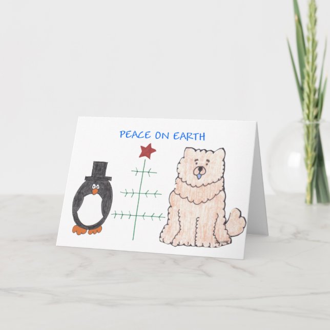 Cartes Pour Fêtes Annuelles Chow Chow Creme Paix sur Terre (Devant)